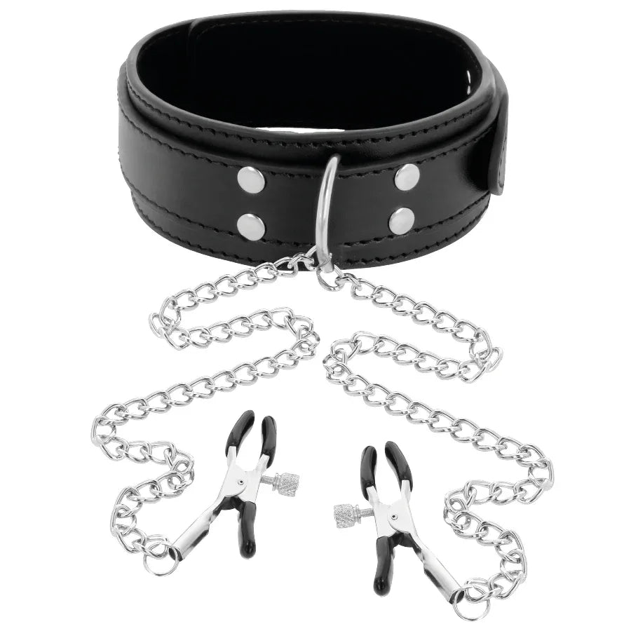 Darkness – Collier avec Pinces Nipple Noir