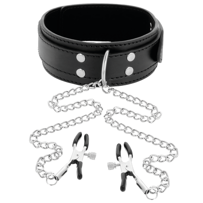 OSCURIDAD - COLLAR NEGRO CON PINZA PARA PEZONES