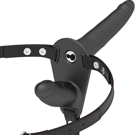 ARNÉS FETISH SUBMISSIVE - VIBRADOR DOBLE PENETRACIÓN NEGRO