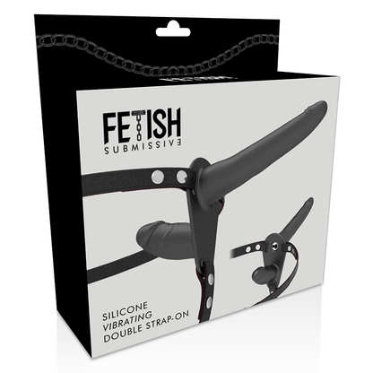 ARNÉS FETISH SUBMISSIVE - VIBRADOR DOBLE PENETRACIÓN NEGRO