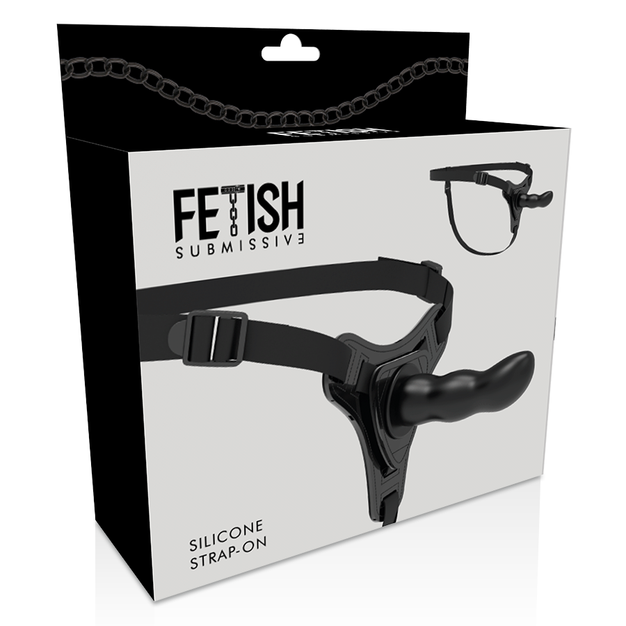 ARNÉS FETISH SUBMISSIVE - SILICONA NEGRA PUNTO G 16 CM