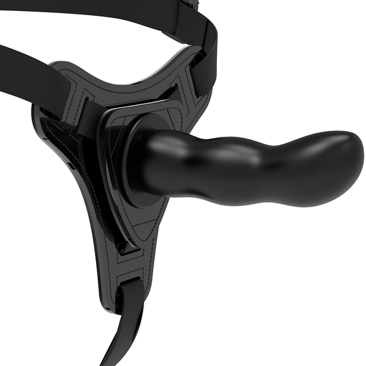ARNÉS FETISH SUBMISSIVE - SILICONA NEGRA PUNTO G 16 CM