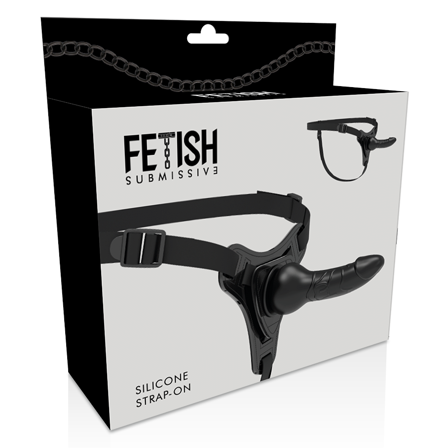 ARNÉS FETISH SUBMISSIVE - SILICONA NEGRA REALISTA 16 CM