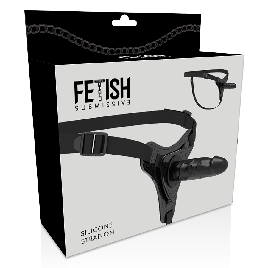 ARNÉS FETISH SUBMISSIVE - SILICONA NEGRA REALISTA 15 CM