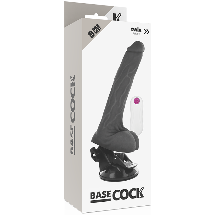 BASECOCK - VIBRADOR REALISTA CONTROL REMOTO NEGRO 19 CM -O- 4 CM