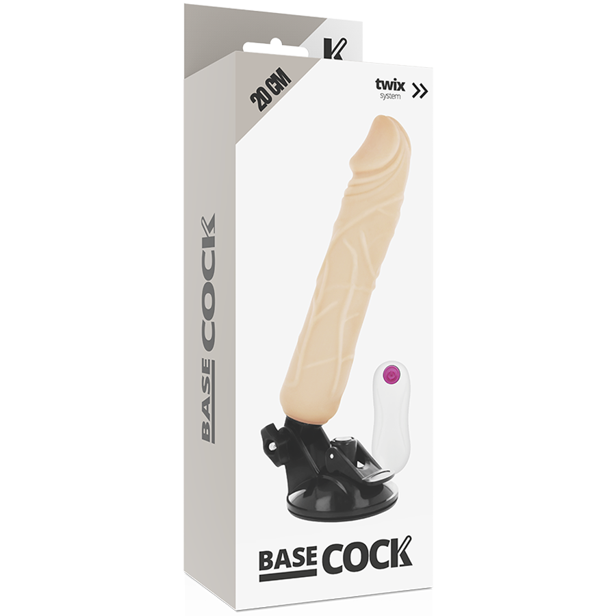BASECOCK - VIBRADOR REALISTA CONTROL REMOTO NEGRO 20 CM -O- 4 CM