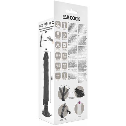 BASECOCK - VIBRATEUR RÉALISTE TÉLÉCOMMANDE NOIR 21 CM -O- 4 CM