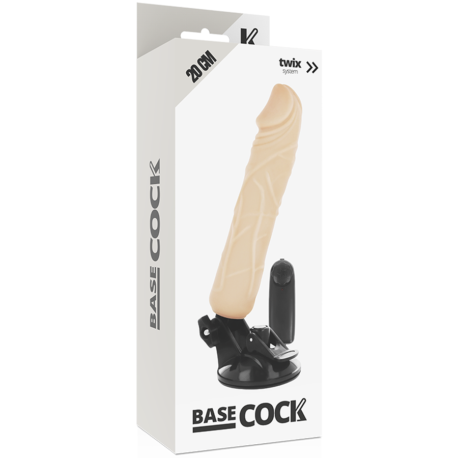 BASECOCK - VIBRADOR REALISTA CONTROL REMOTO NEGRO 20 CM -O- 4 CM