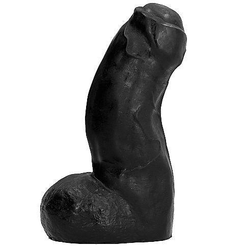 Gode réaliste All Black Ted AB03 noir, tige courbée et base anatomique