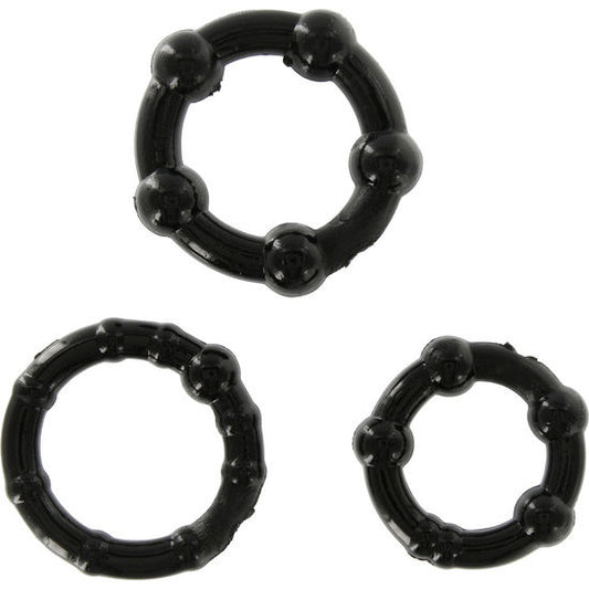 SIETE CREACIONES - SET DE TRES ANILLOS PARA EL PENE NEGROS