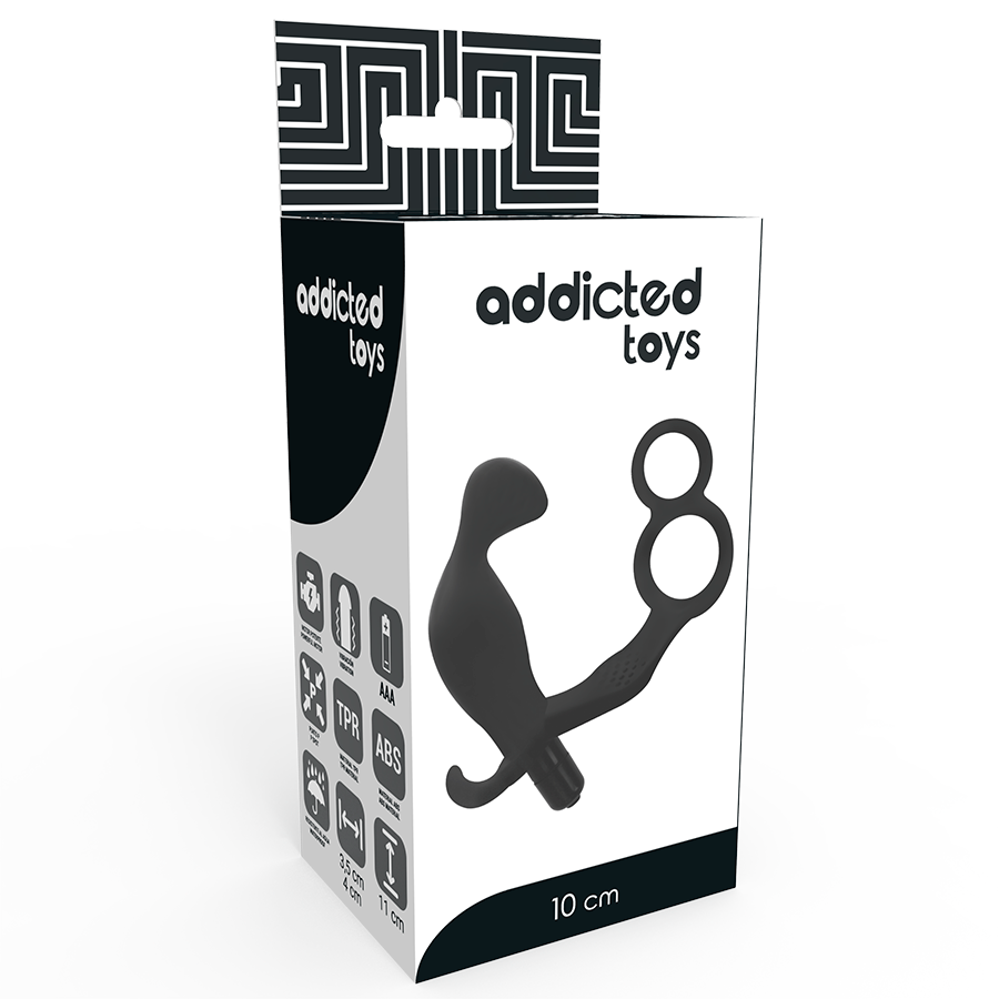 ADDICTED TOYS - PLUG ANAL CON DOBLE ANILLO PARA PENE Y TESTÍCULOS NEGRO
