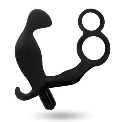 ADDICTED TOYS - PLUG ANAL CON DOBLE ANILLO PARA PENE Y TESTÍCULOS NEGRO