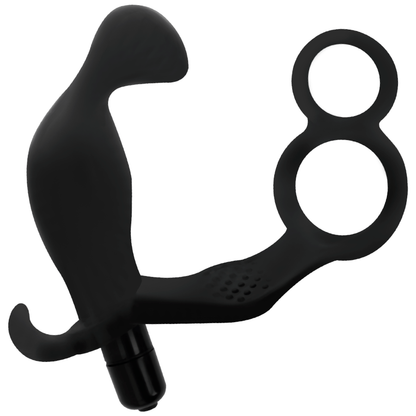 ADDICTED TOYS - PLUG ANAL CON DOBLE ANILLO PARA PENE Y TESTÍCULOS NEGRO