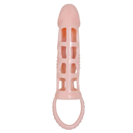 DANCE - COUVERTURE DEXTENSION DE PÉNIS AVEC VIBRATION ET SANGLE NATURELLE 13.5 CM