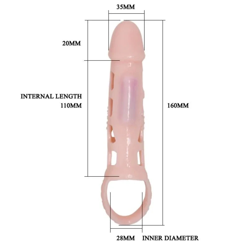 Baile – Couverture Dextension de Pénis avec Vibration et Sangle Naturelle 13,5 cm