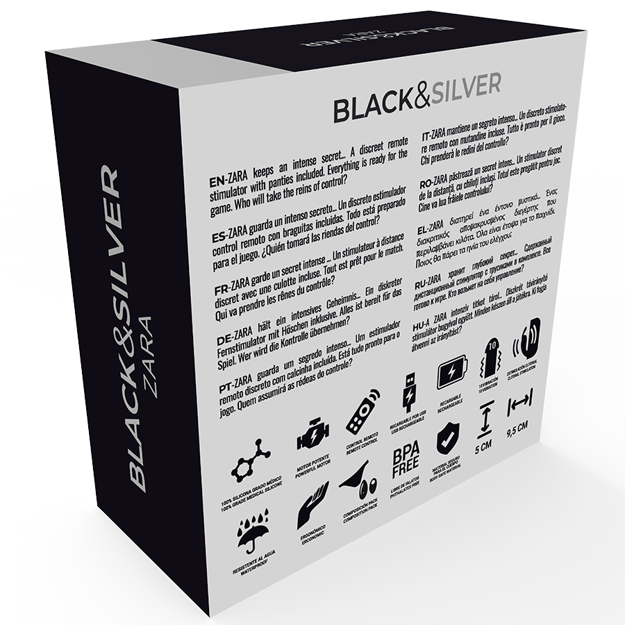Stimulateur à télécommande zara avec culotte gratuite – Black & Silver