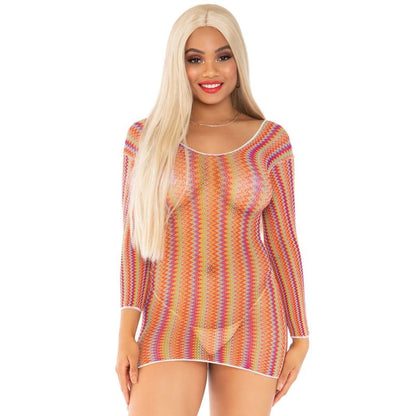LEG AVENUE - MINI VESTIDO MULTICOLOR ZIGZAG TALLA ÚNICA