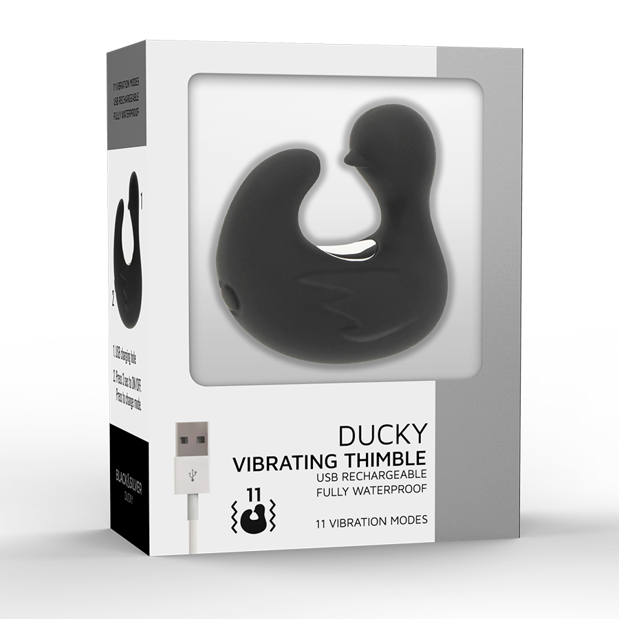 Dé à dés à canard rechargeable en silicone stimulant duckymania – Black & Silver