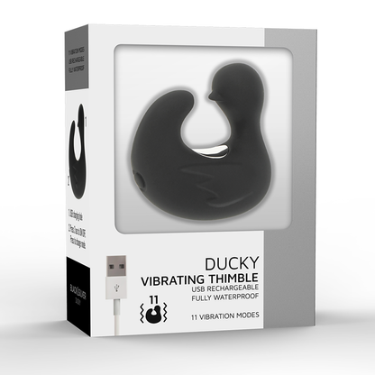Dé à dés à canard rechargeable en silicone stimulant duckymania – Black & Silver