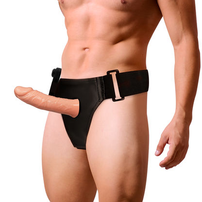 ARNÉS ATRACCIÓN - RIENDAS HUECAS BENNY CON VIBRADOR 15 CM -O- 4,5 CM