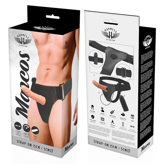 ARNÉS ATRACCIÓN - RIENDAS DE MARCO HUECO CON VIBRADOR 15 CM -O- 5 CM