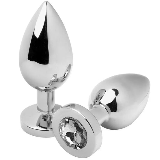 Metal Hard – Plug Anal Diamant Transparent Moyen 7,62 cm