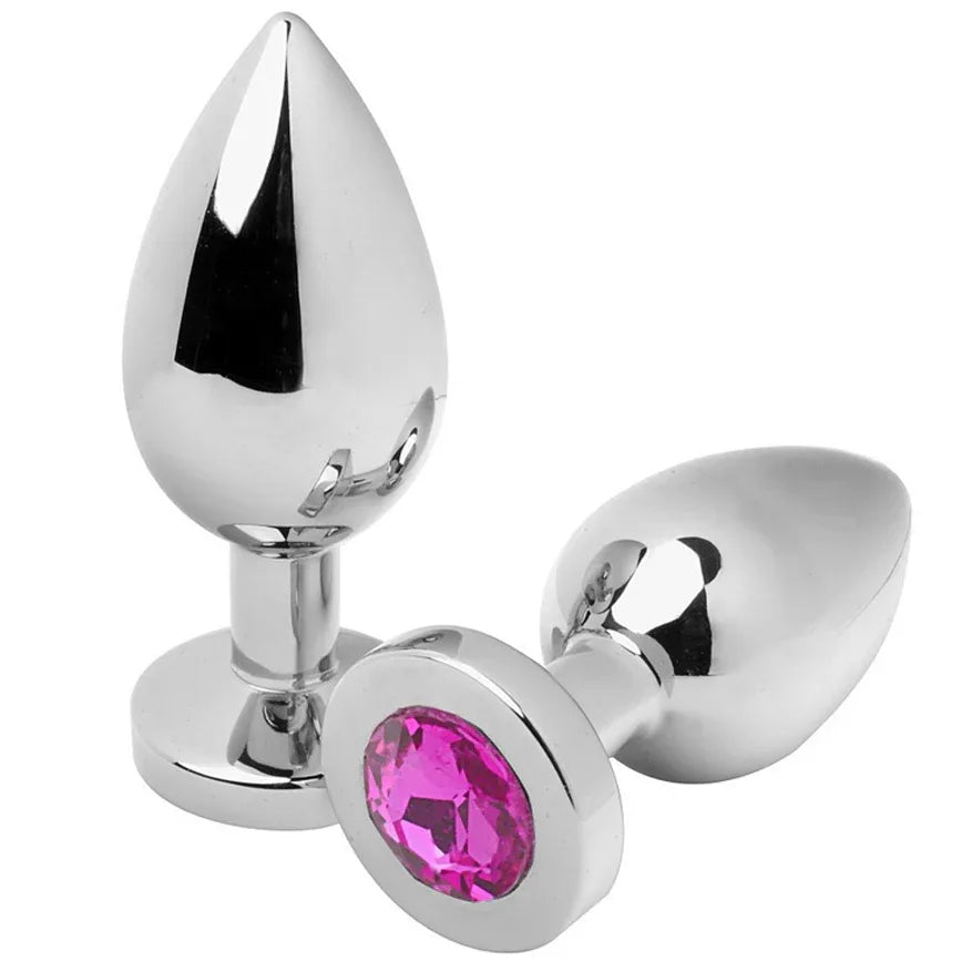Metal Hard – Plug Anal Diamant Rose Moyen 7,62 cm