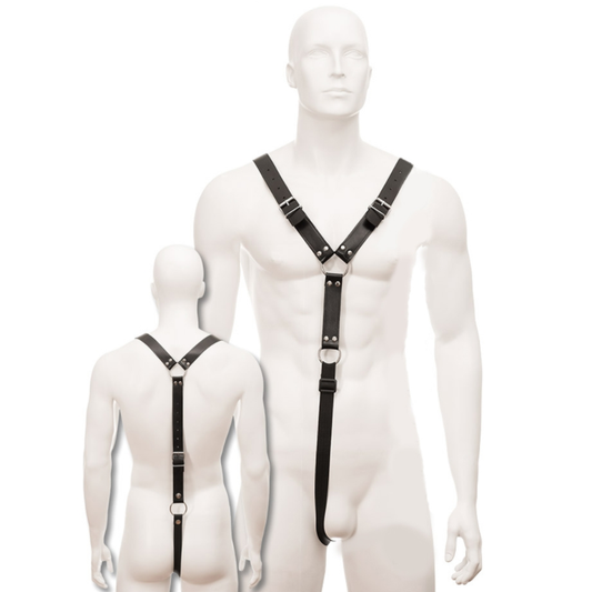 ARNÉS DE CUERO NEGRO PARA HOMBRE