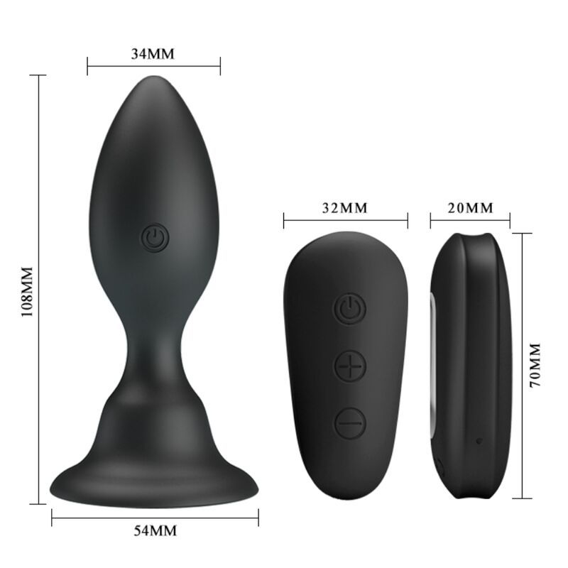 MR PLAY - PLUG ANAL CON VIBRACIÓN Y CONTROL REMOTO NEGRO