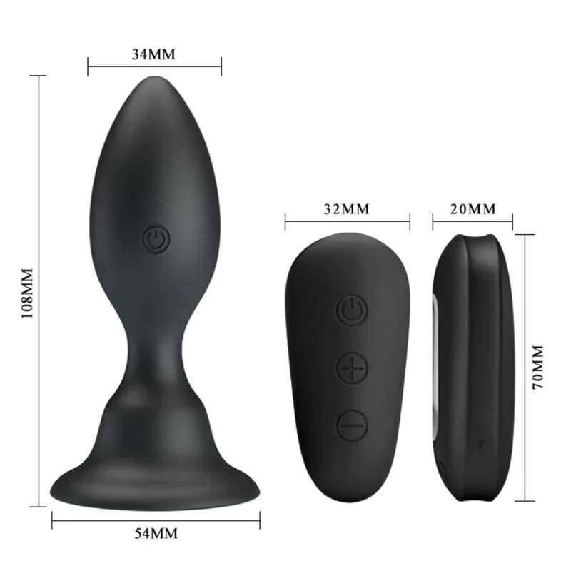 Mr Play – Plug Anal avec Télécommande Vibration Noire