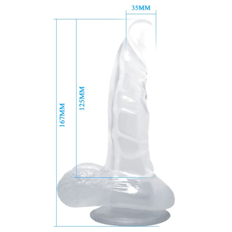 DANCE - GODE RÉALISTE AVEC VENTOUSE ET TESTICULES 16.7 CM TRANSPARENT