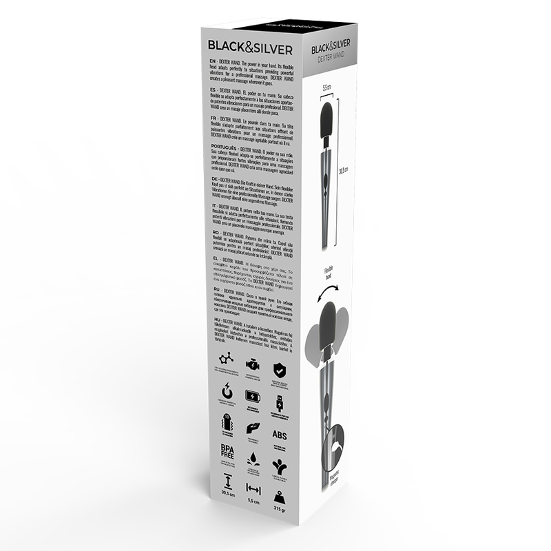 Vibrateur baguette de massage dexter – Black & Silver