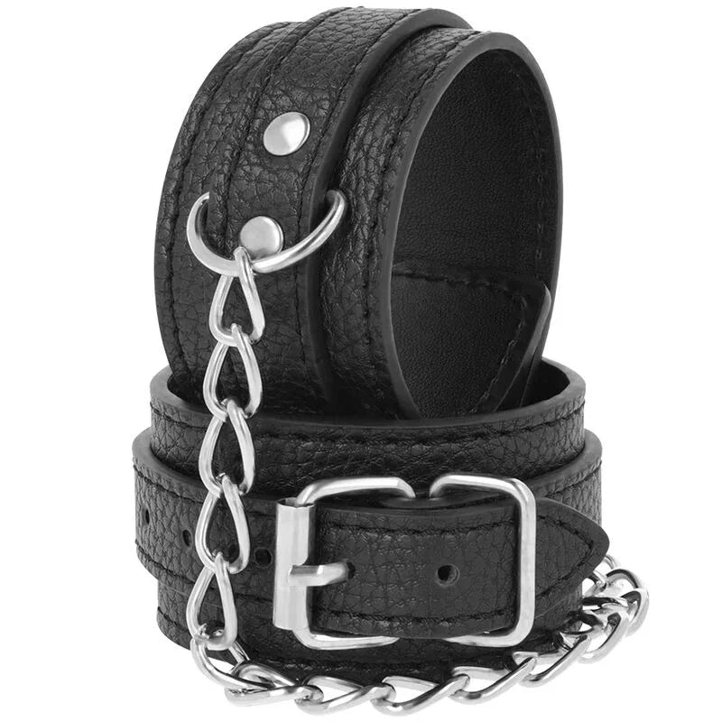 Darkness – Menottes en Cuir Texturé Noir