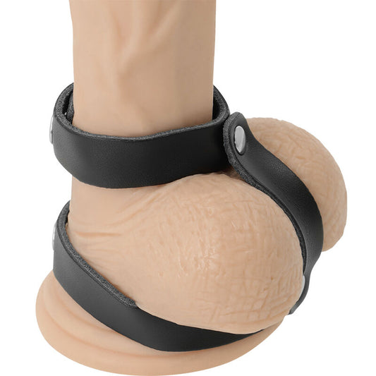 DARKNESS - ADJUSTABLE PÉNIS AND TESTICLE ANNEAU IN LEATHER