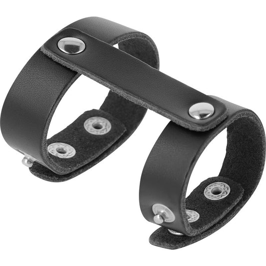 DARKNESS - ADJUSTABLE PÉNIS AND TESTICLE ANNEAU IN LEATHER