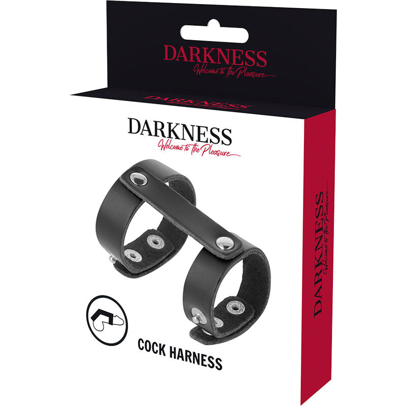 DARKNESS - ANILLO DE CUERO AJUSTABLE PARA PENE Y TESTÍCULOS