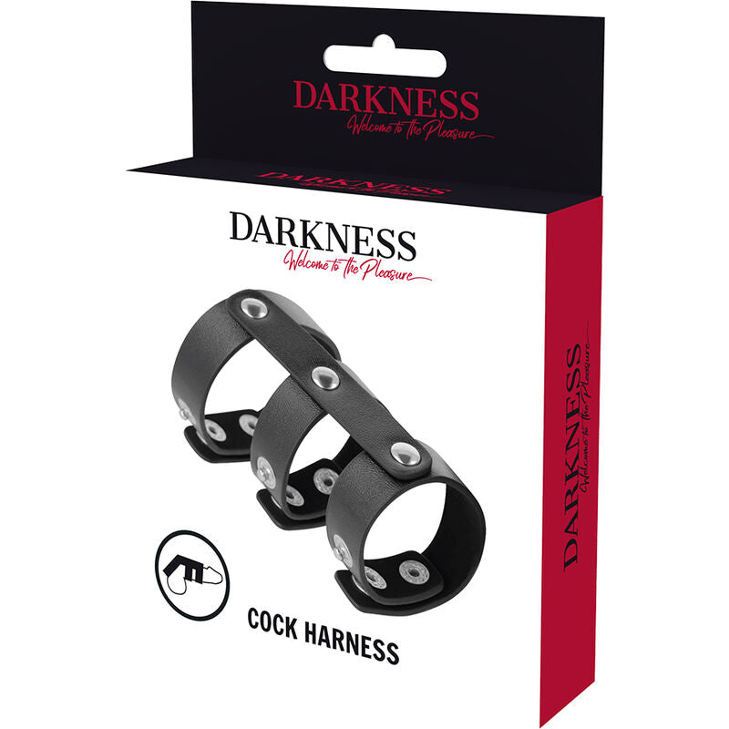 DARKNESS - ANILLO DOBLE AJUSTABLE DE CUERO PARA PENE Y TESTÍCULOS