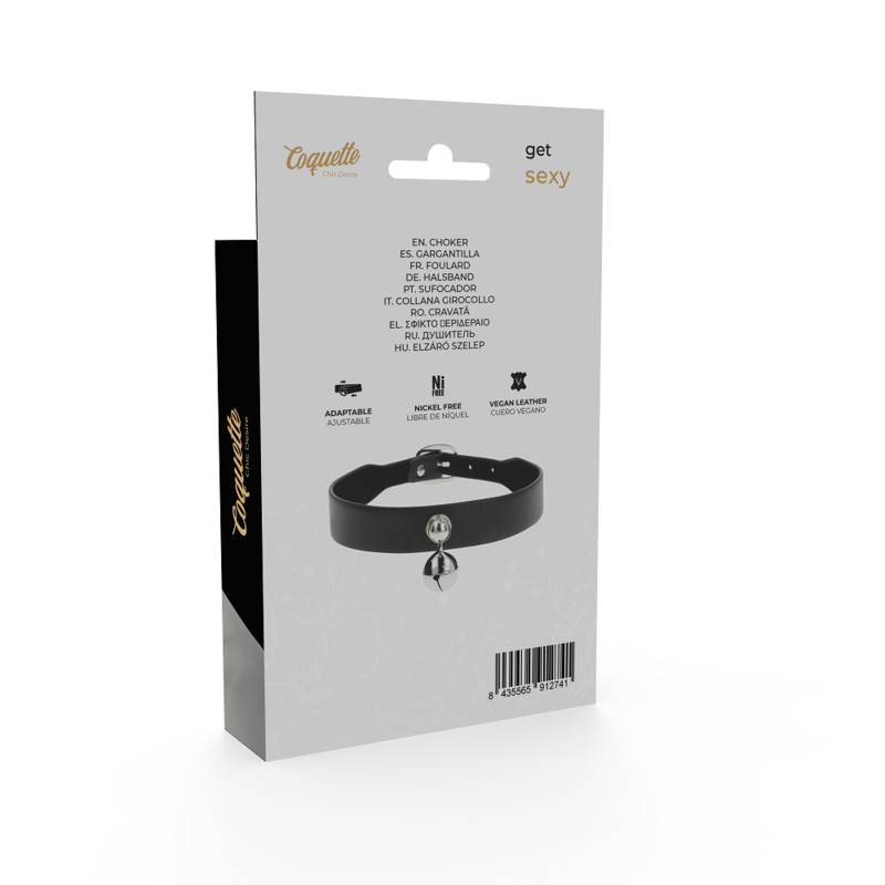 COQUETTE CHIC DESIRE - COLLAR DE CUERO VEGANO PARA MUJER CON SONAJERO