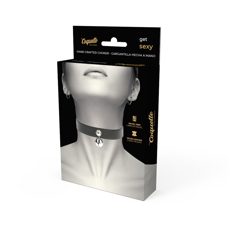 COQUETTE CHIC DESIRE - COLLAR DE CUERO VEGANO PARA MUJER CON SONAJERO
