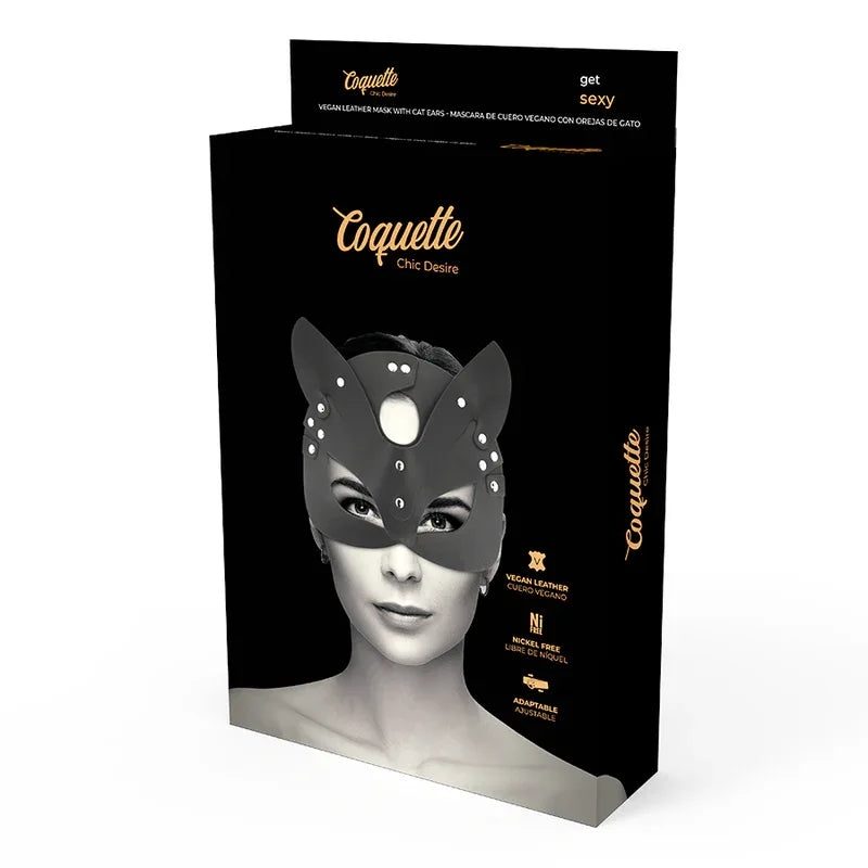 Coquette Chic Desire – Masque en Cuir Vegan avec Oreilles de Chat