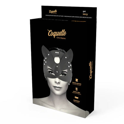 Coquette Chic Desire – Masque en Cuir Vegan avec Oreilles de Chat