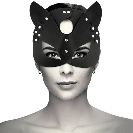Coquette Chic Desire – Masque en Cuir Vegan avec Oreilles de Chat