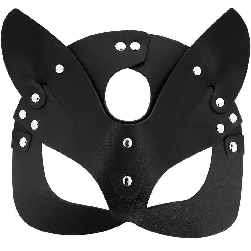 Coquette Chic Desire – Masque en Cuir Vegan avec Oreilles de Chat