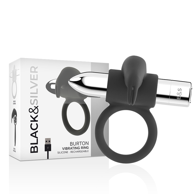 Bague rechargeable burton 10 modes de vibration – Black & Silver