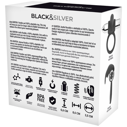 Bague rechargeable burton 10 modes de vibration – Black & Silver