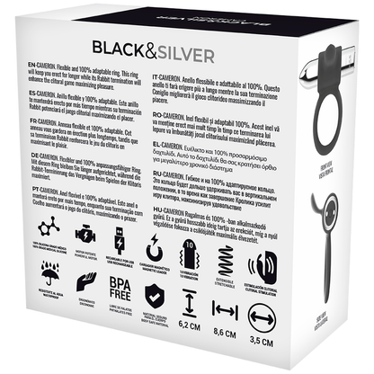 Bague rechargeable cameron argent – Black & Silver