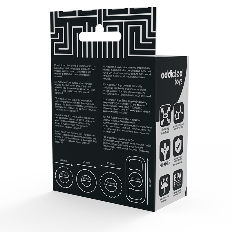 JUGUETES ADICTO - SET DE 4 ANILLOS PARA EL PENE