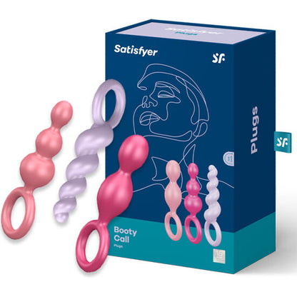 SATISFYER - Juego de 3 tapones anales tricolores