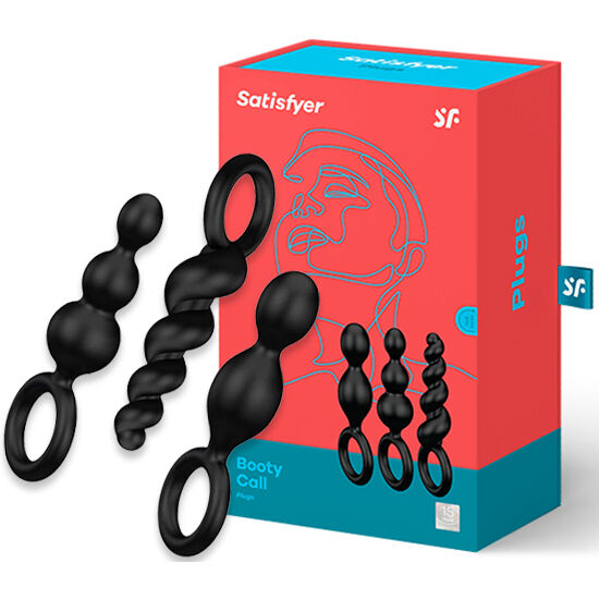 SATISFYER - SET DE 3 TAPONES ANALES NEGROS