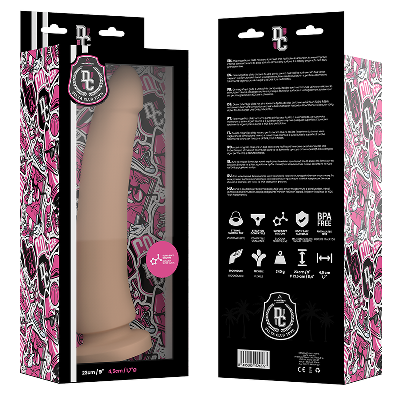 DELTA CLUB - JUGUETES DILDO DE SILICONA MÉDICA NATURAL 23 CM -O- 4.5 CM